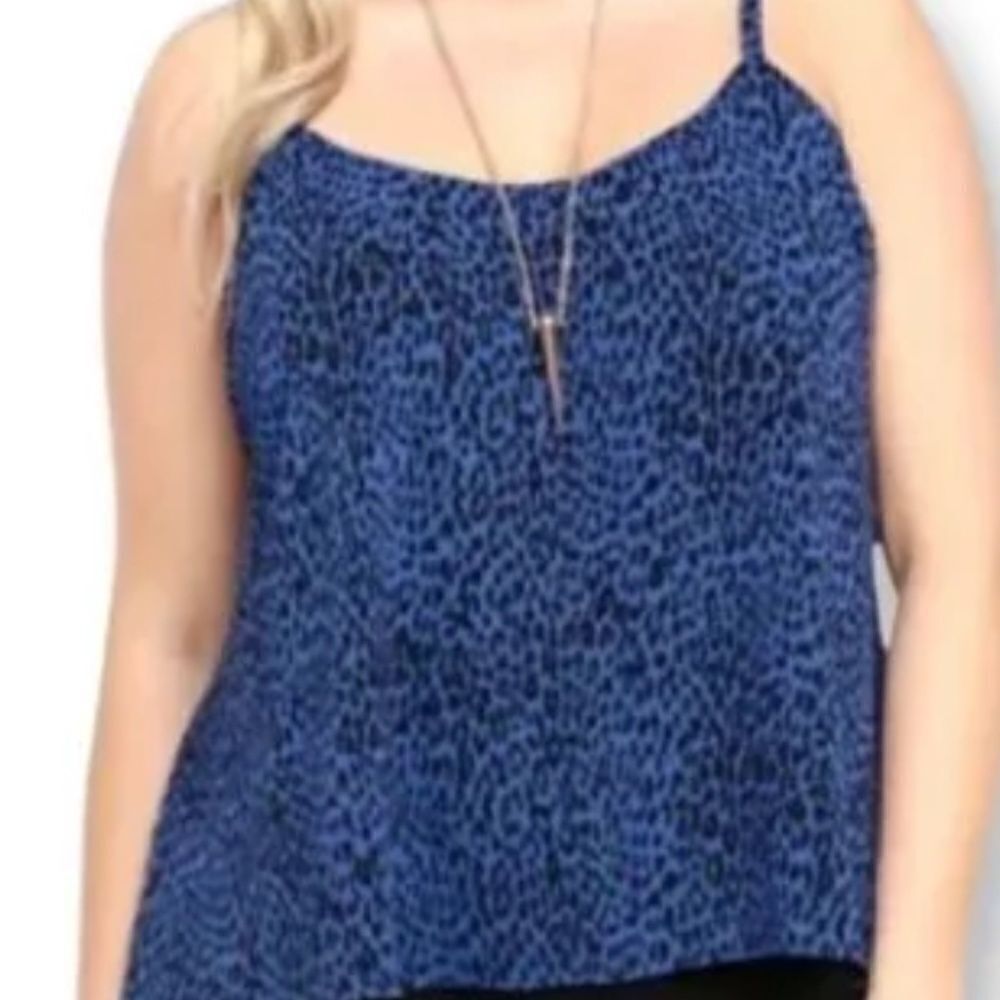 Torrid Black & Blue Animal Print Chiffon Tank Blouse Top Size 3X
